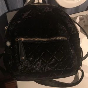 Black velvet mini backpack